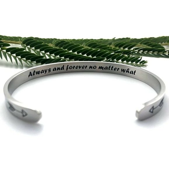 Women’s Cuff Bracelet Inspirational Love Motivation Engraved Stainless Steel - Picture 2 of 6